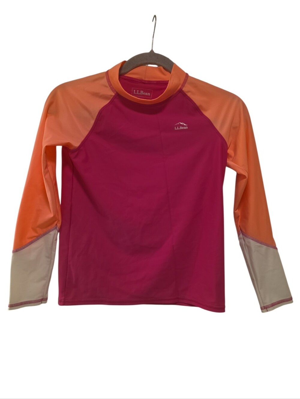 L.L.Bean, Kids' Sun And Surf Swim Shirt, Color Block Rash Guard, Kids Size M 10-